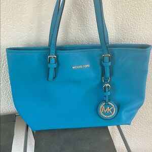 Michael Kors Blue Saffiano Leather Tote